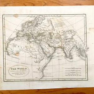 Antieke 1808 World As Known to the Ancients Map by D'Anville from Rollins' Ancient History – Turkey Syria Syria Greece Africa Africa Asia Italy