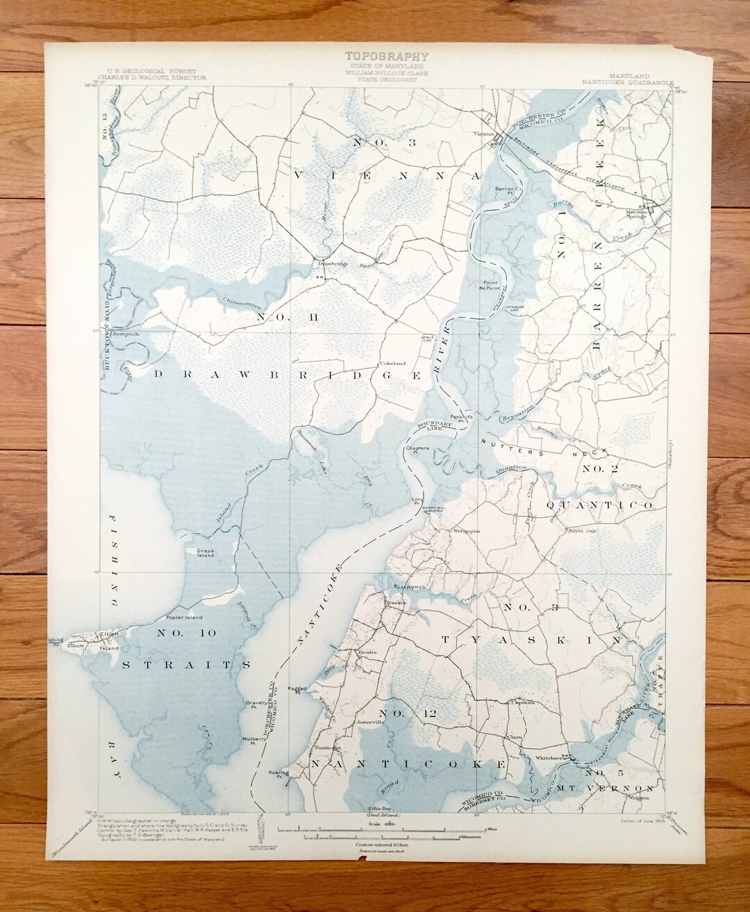 Antique Nanticoke, Maryland 1903 US Geological Survey Topographic Map