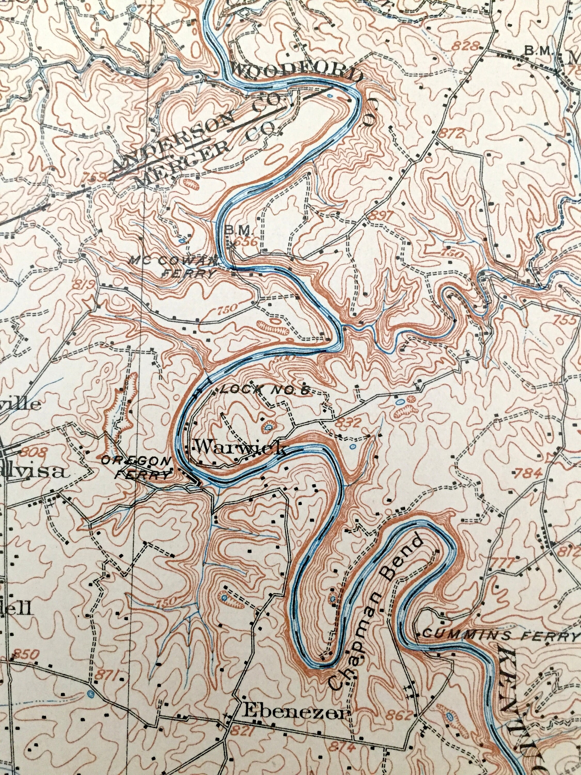 Antique Harrodsburg, Kentucky 1905 US Geological Survey