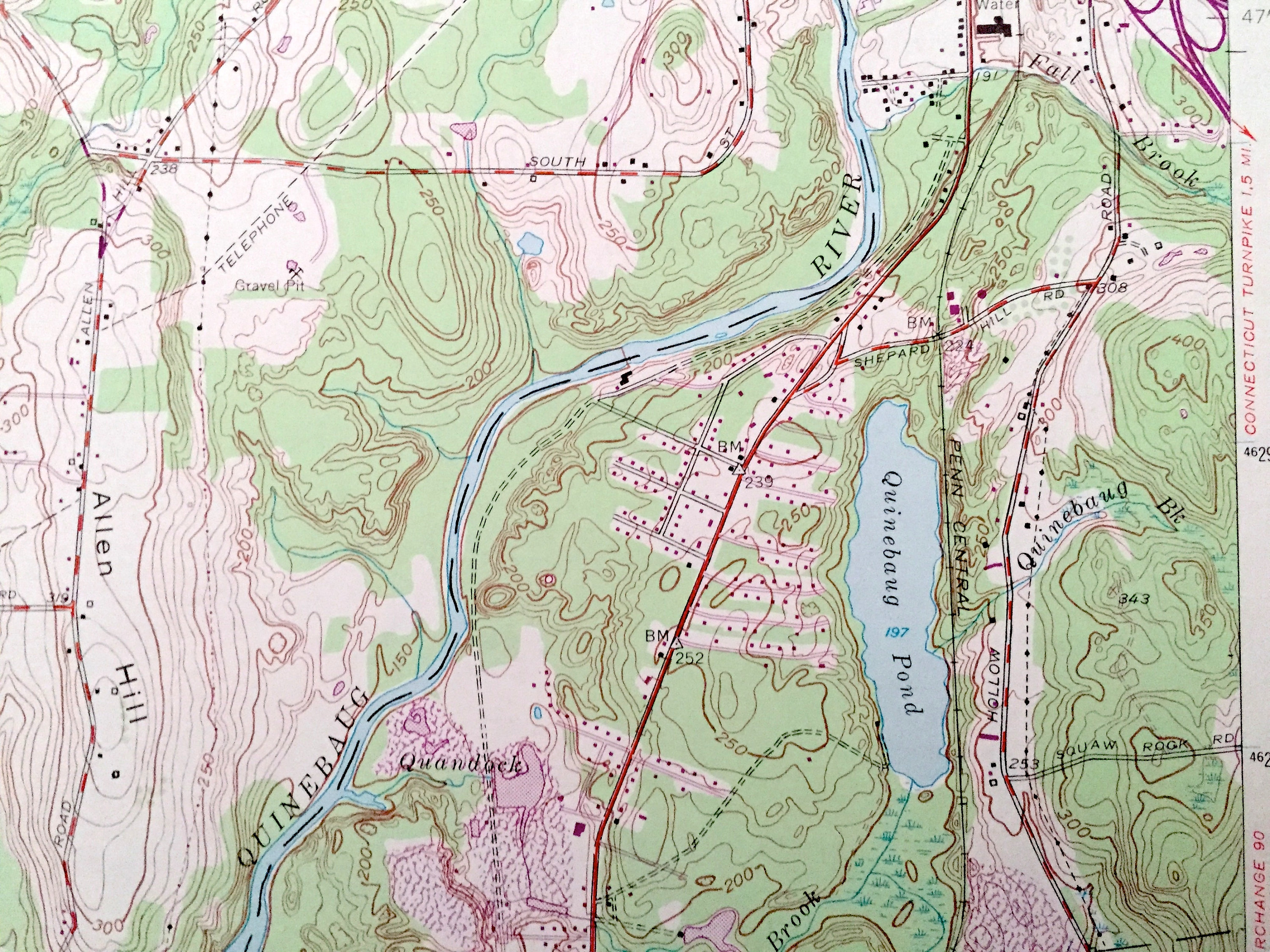 Antique Danielson, Connecticut 1955 US Geological Survey Topographic ...