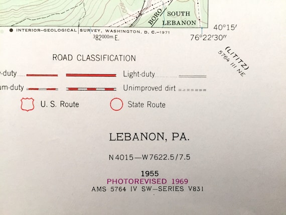 PA Tulpehocken Marion Pennsylvania 1955 US Geological Survey Topographic Map \u2013 Berks Lebanon County Jefferson Antique Strausstown