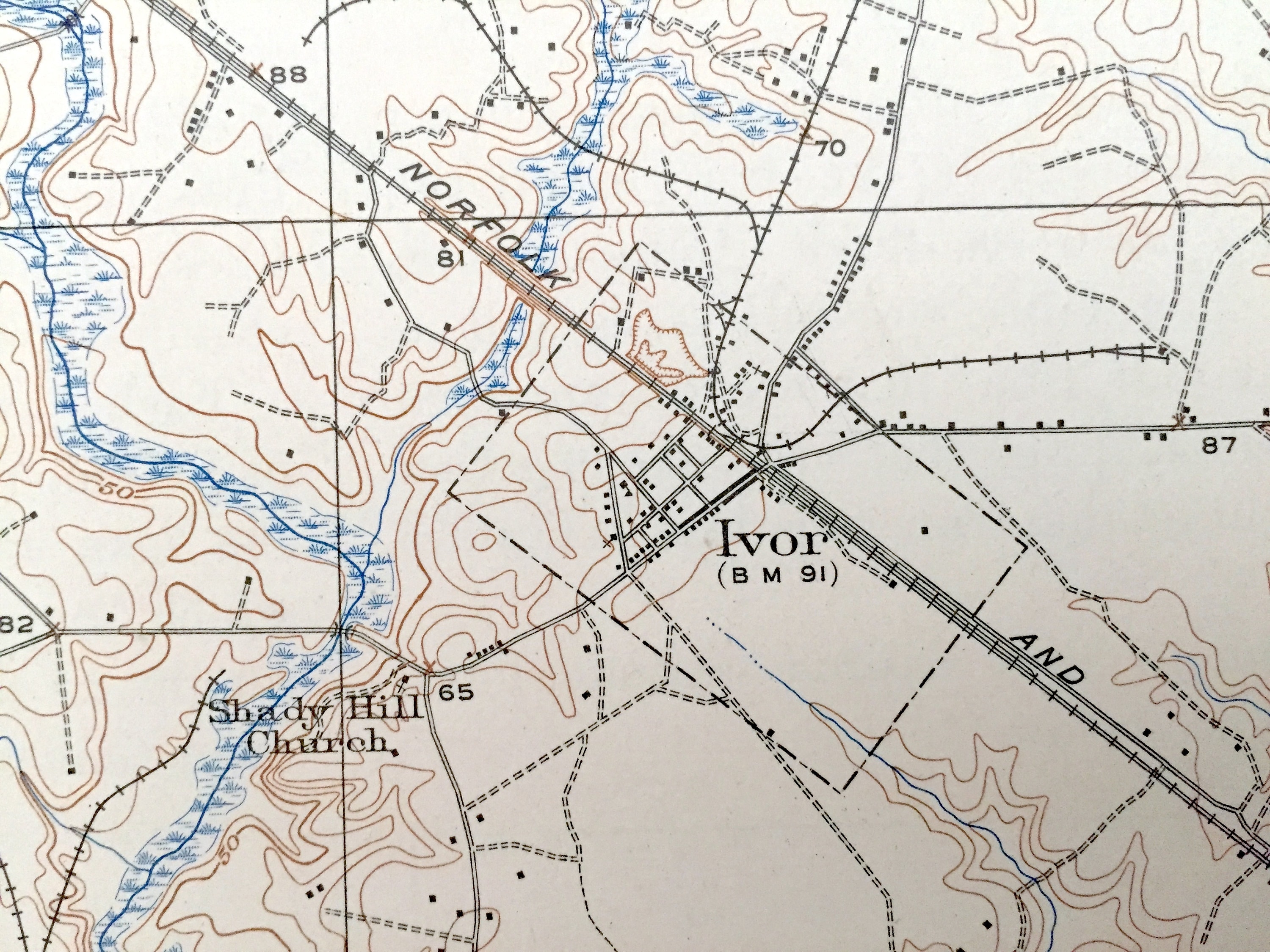 Antique Ivor Virginia 1920 US Geological Survey Topographic Etsy
