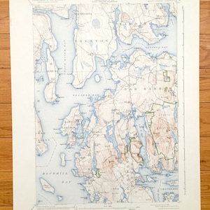 Mapa topográfico antiguo del Parque Nacional Acadia, Maine, 1904, Servicio Geológico de Estados Unidos: Mount Desert Island, Bar Harbor, Tremont, Blue Hill, Maine