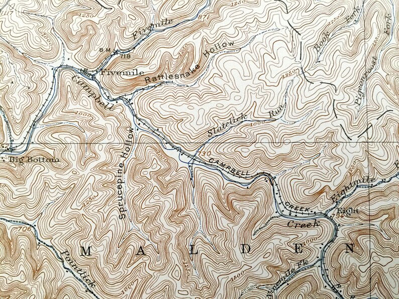 Antique Clendenin West Virginia 1909 US Geological Survey Etsy