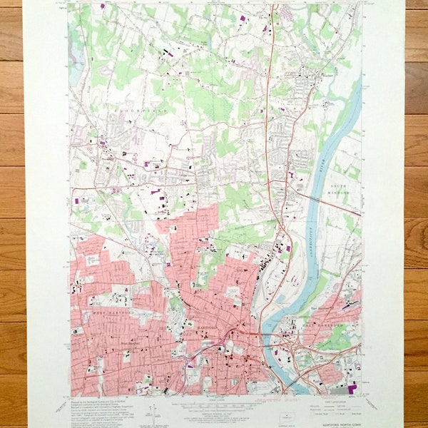 Antique Hartford North, Connecticut 1964 US Geological Survey Topographic Map – Hartford County, Bloomfield, Windsor, Cottage Grove, CT