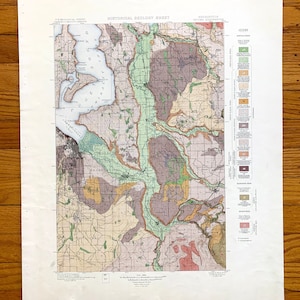 Antique Tacoma, Washington 1898 US Geological Survey Topografische kaart - Puget Sound, Puyallup, King, Pierce County, Muckleshoot, Vashon, WA