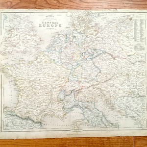 Antike 1838 Mitteleuropa Karte von Betts Schule Atlas – England, Frankreich, Preußen, Deutschland, Österreich, Ungarn, Italien, Schweiz, Tschechische EUR
