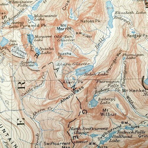 Antique Glacier National Park, Montana 1938 US Geological Survey Topographic Map shops – Lake McDonald, Livingstone Range Blackfeet Reservation MT