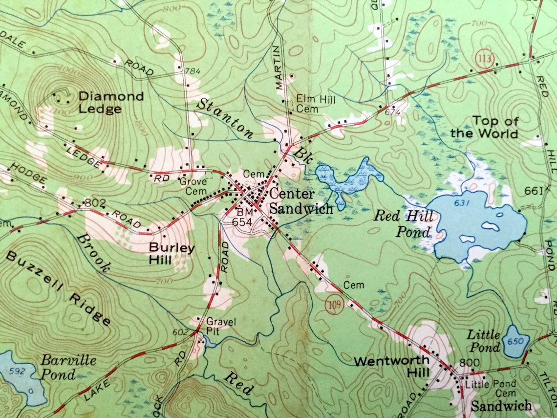 Antique Sandwich New Hampshire 1958 US Geological Survey Etsy