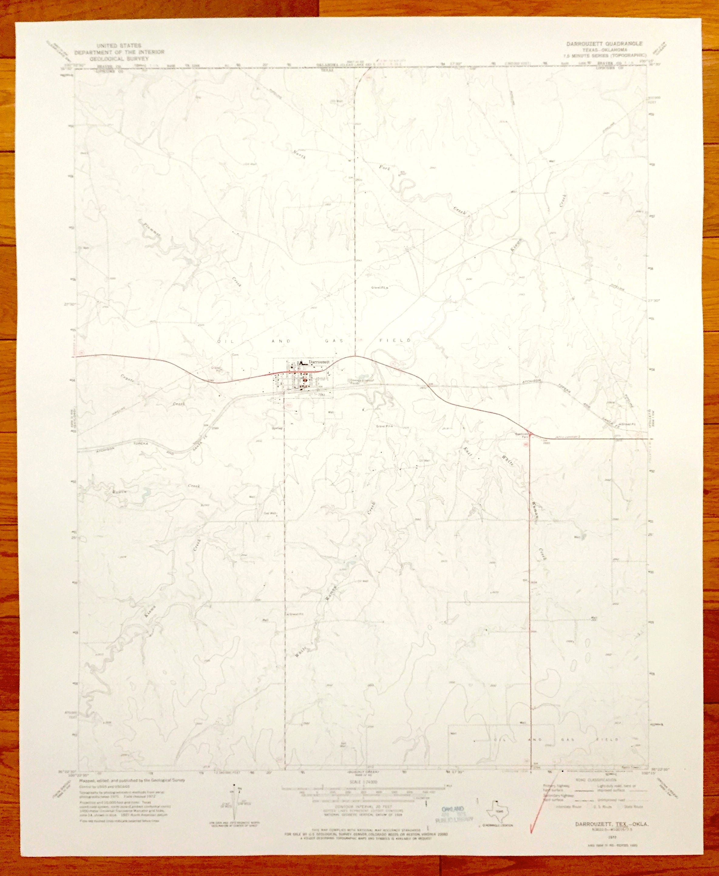Antique Darrouzett Texas 1972 US Geological Survey Etsy