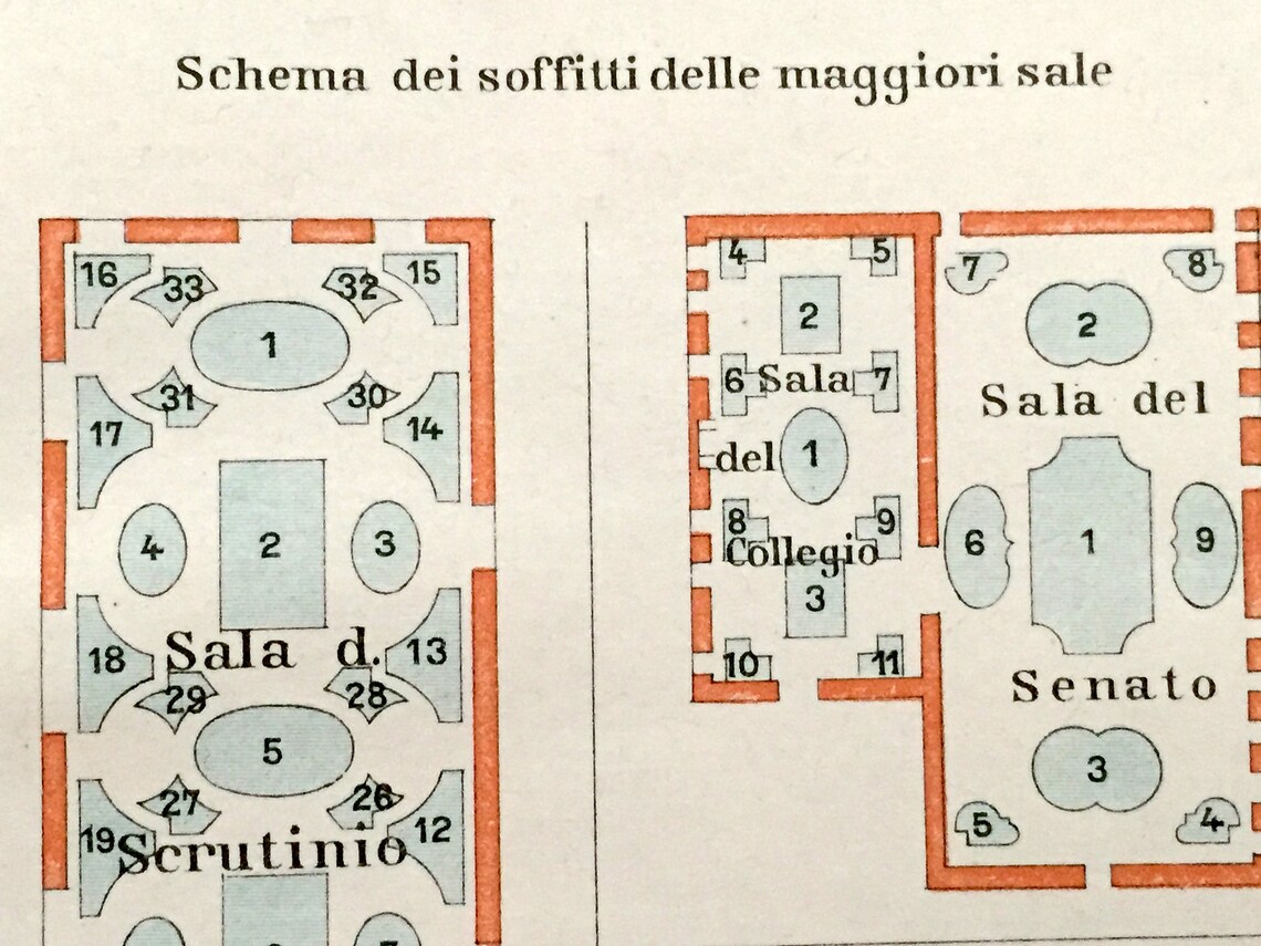 Antique 1937 Doge's Palace Venice Italy Floor Plan from Etsy