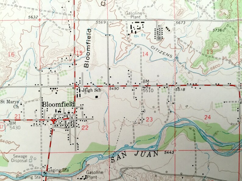 Antique Bloomfield New Mexico 1960 US Geological Survey Etsy