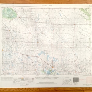 Antique Devils Lake, North Dakota 1953 US Geological Survey Topographie Karte – Lakota, Cando, Rugby, Langdon, Rolla, Rolette, Bisbee, Egeland