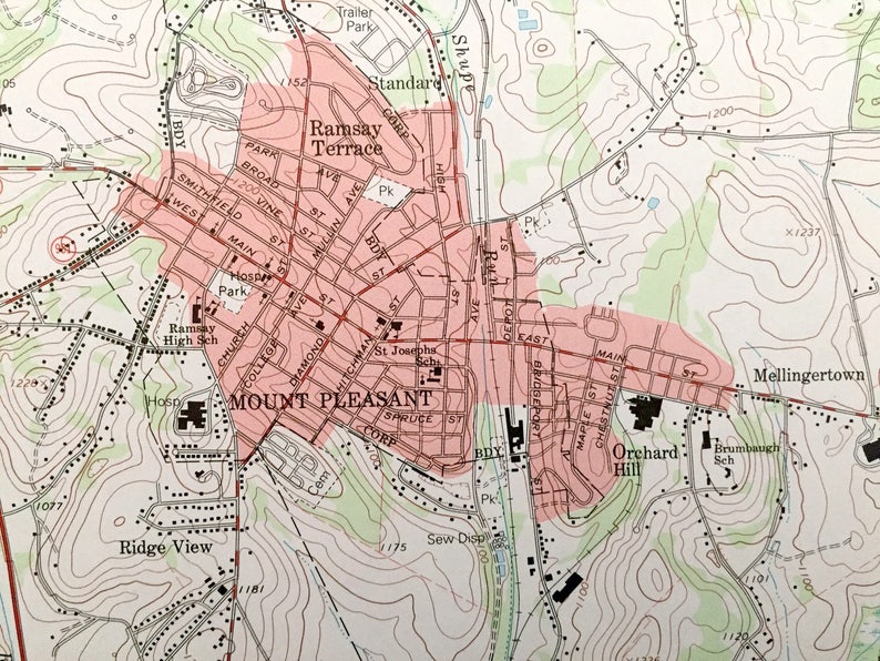 Antique Mount Pleasant Pennsylvania 1993 Mapa topográfico del Etsy España