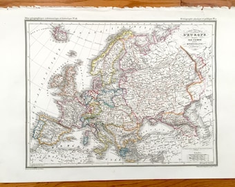 Antique 1832 Ancient Europe Map from JG Heck's Atlas Géographique, Astronomique et Historique – United Kingdom, Russia, Greece, Italy, Spain