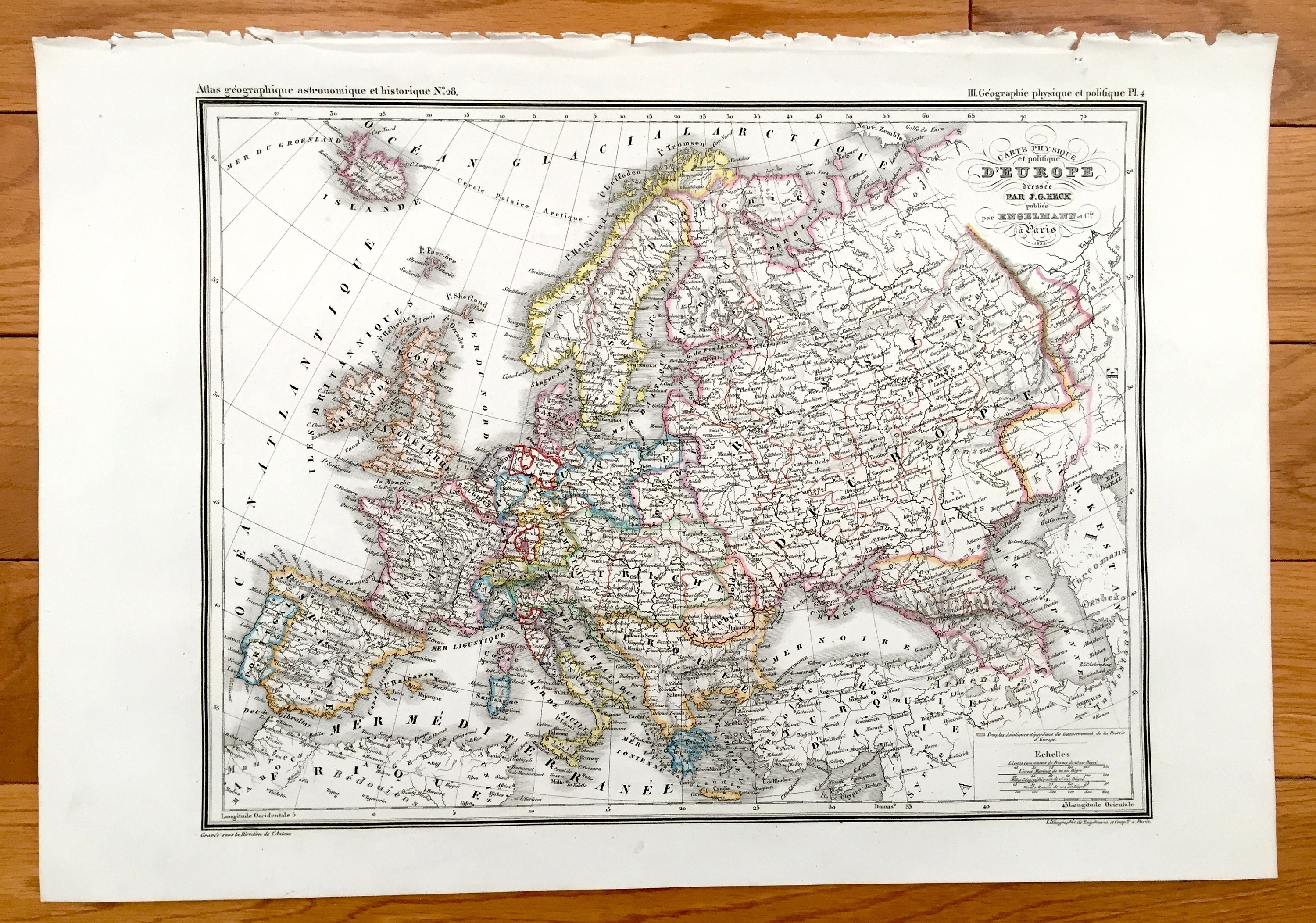 Antique 1832 Ancient Europe Map From JG Heck's Atlas
