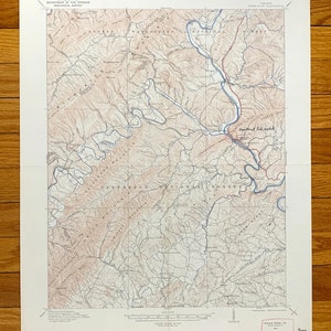 Carte topographique Antique Eagle Rock, Virginie, 1913 US Geological Survey - Comté de Botetourt, Oriskany, Salisbury, Comptons Bridge, Fincastle