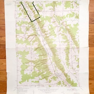 May include: A vintage topographic map of the Hollen area in New York, printed by the United States Department of the Interior Geological Survey. The map shows elevation contours, rivers, roads, and other geographical features. The map is dated 1958.