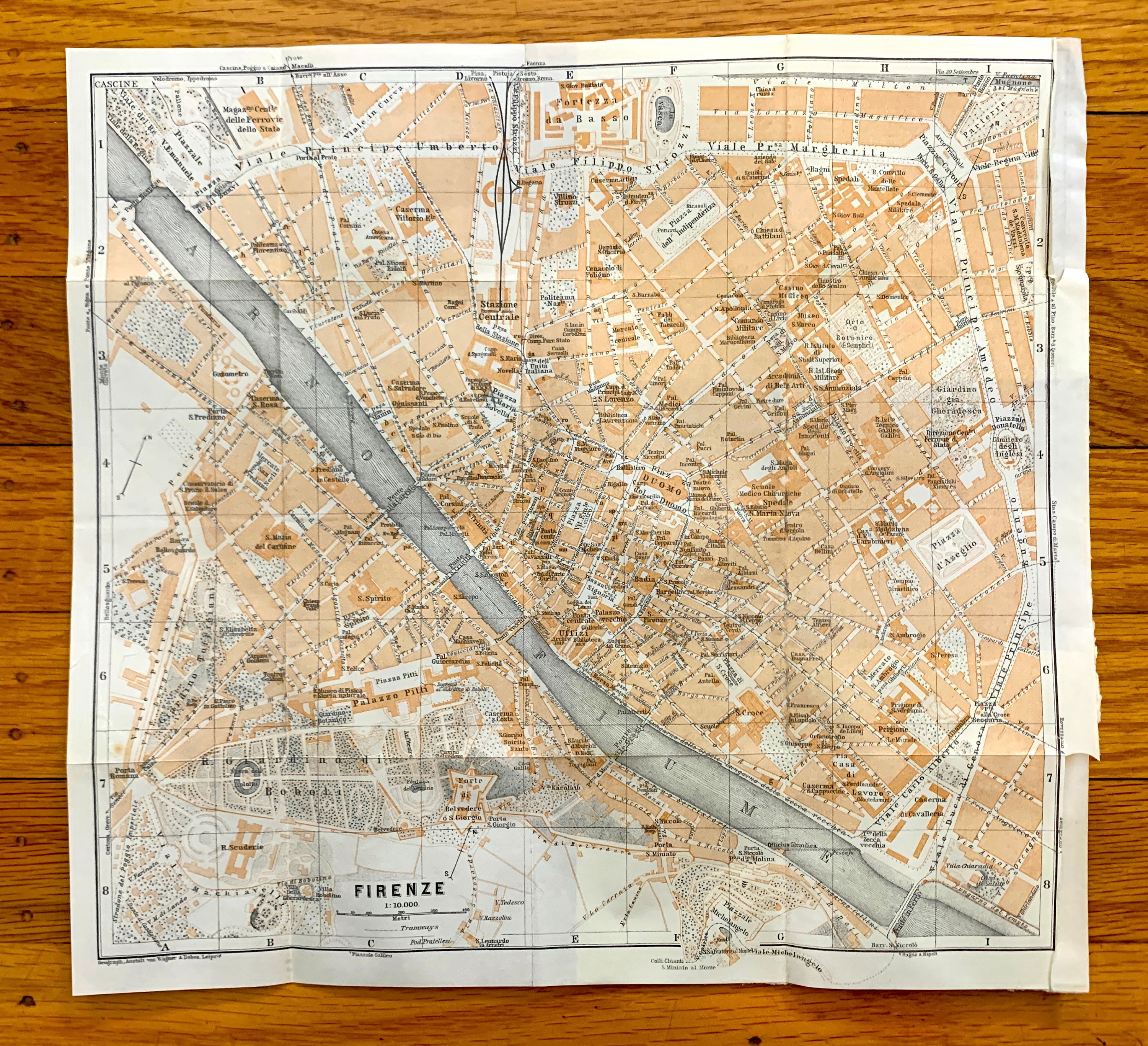 Baedekers Guide の 1913 年アンティーク フィレンツェ、イタリアの