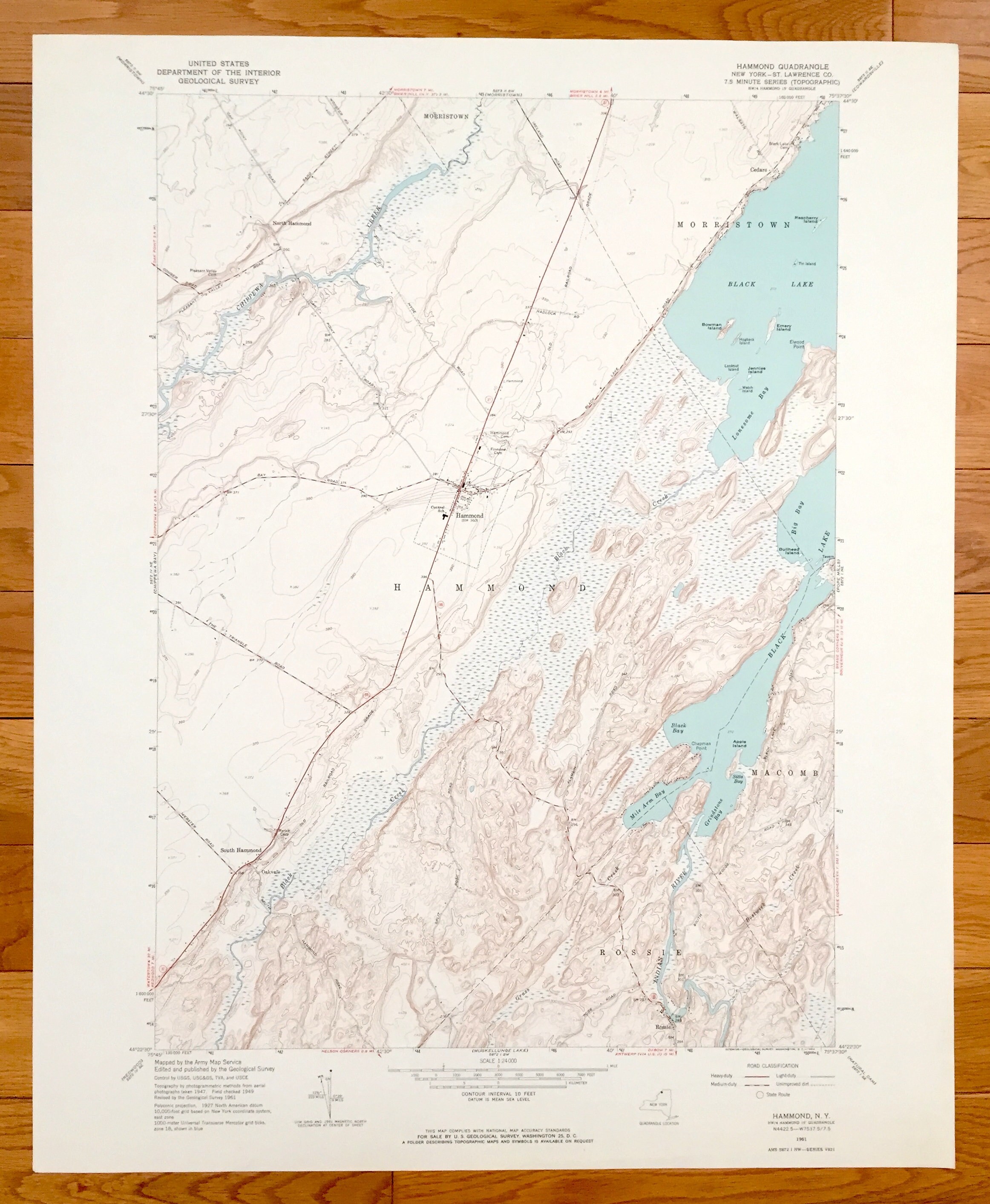 Antique Hammond New York 1961 US Geological Survey Etsy