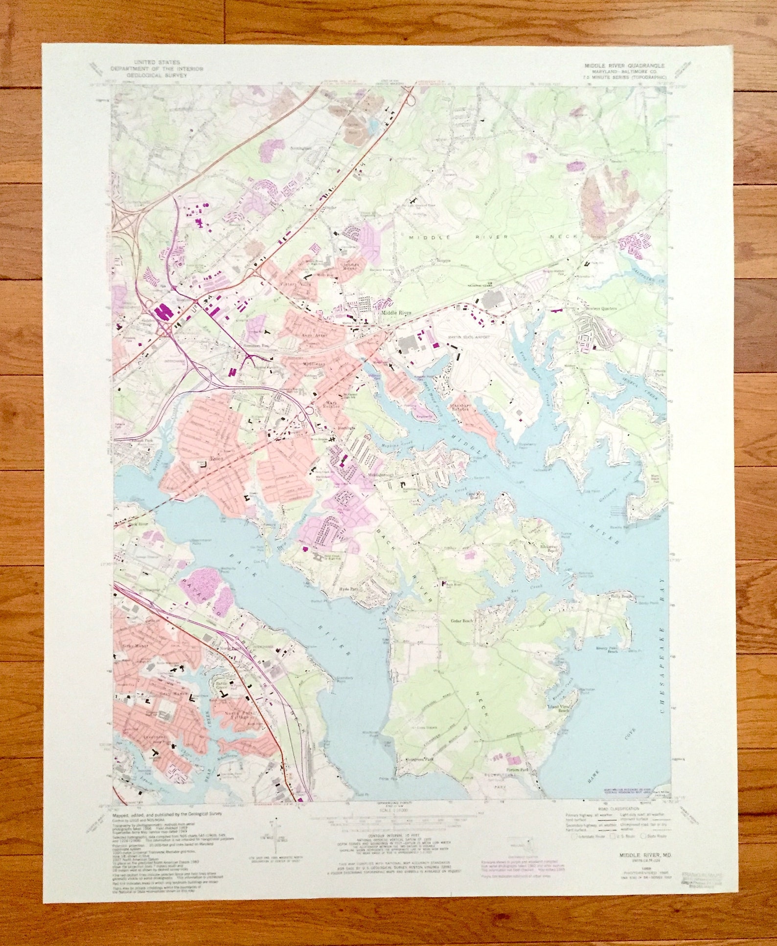 Antique Middle River Maryland 1969 US Geological Survey Etsy