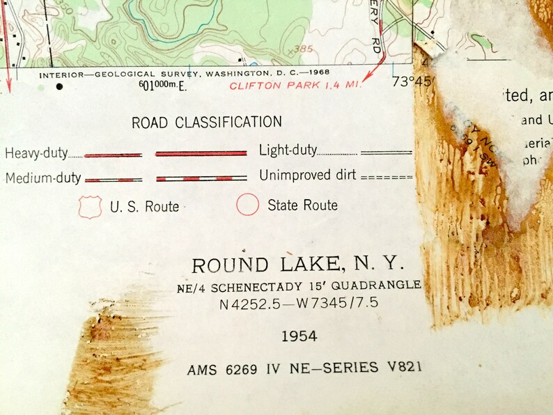 Antique Round Lake New York 1954 US Geological Survey Etsy