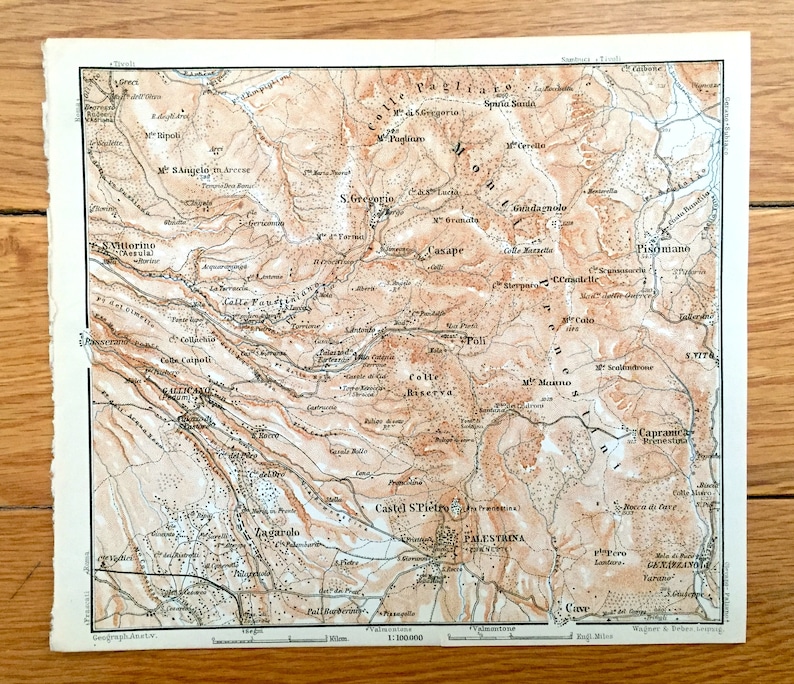 Antique 1904 Palestrina Italy Map From Baedekers Guide Etsy