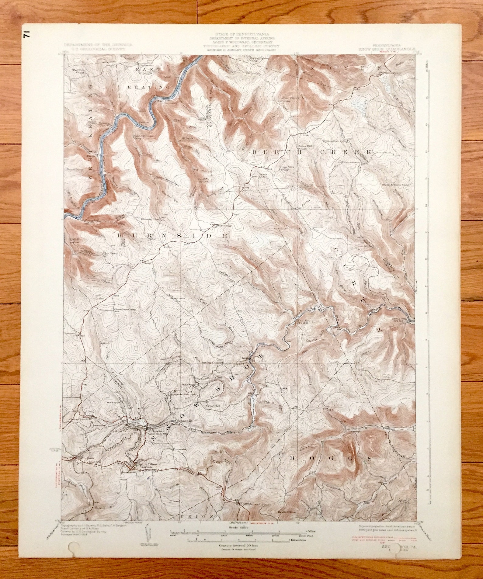 Antique Snow Shoe Pennsylvania 1931 US Geological Survey Etsy UK