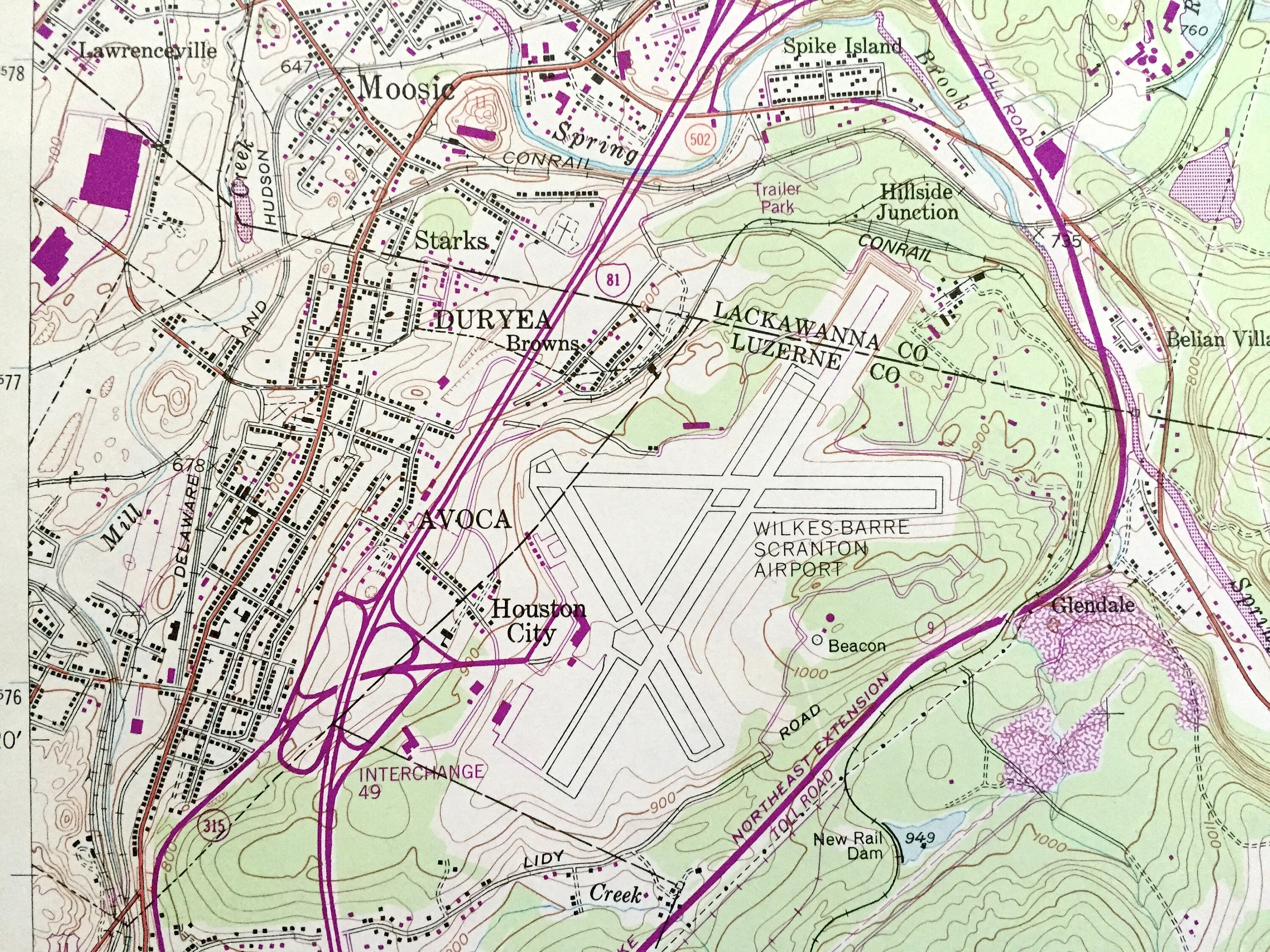Springbrook Pa Map Antique Avoca, Pennsylvania 1946 US Geological Survey Topographic Map ...