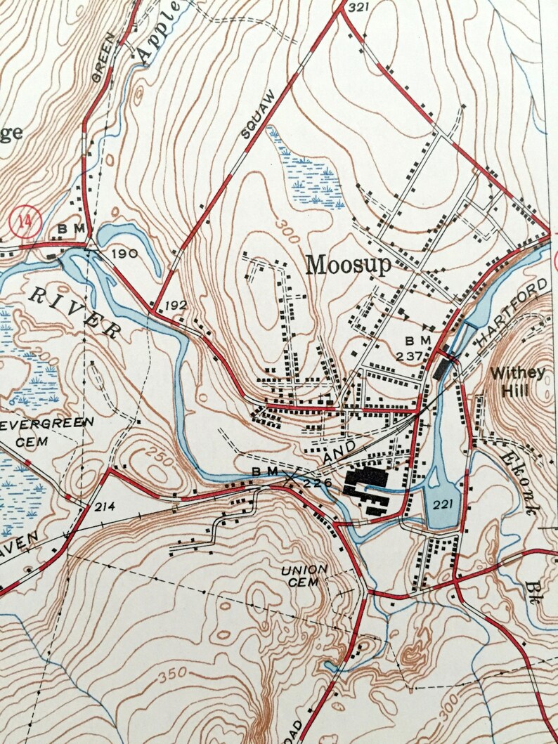 Antique Plainfield Connecticut 1943 US Geological Survey Etsy