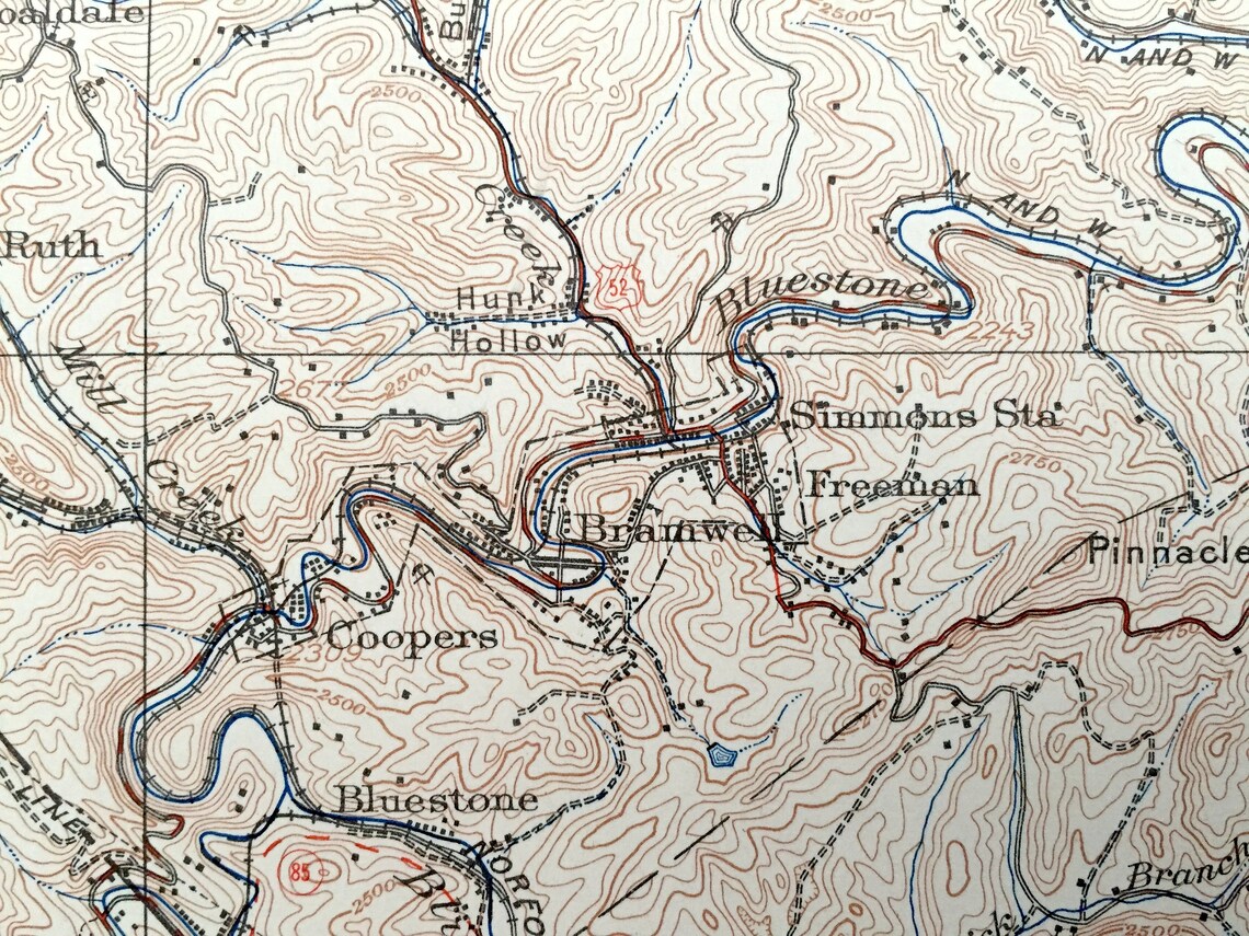 Antique Bramwell West Virginia 1924 US Geological Survey Etsy