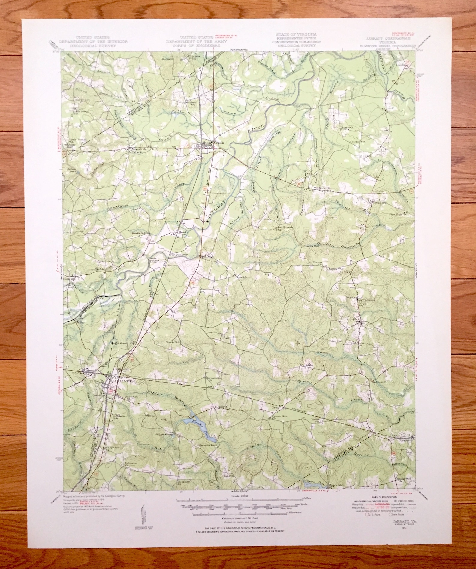 Antique Jarratt Virginia 1951 US Geological Survey Etsy