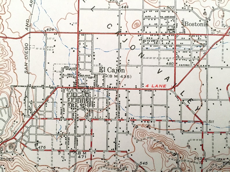 Antique El Cajon California 1939 US Geological Survey Etsy