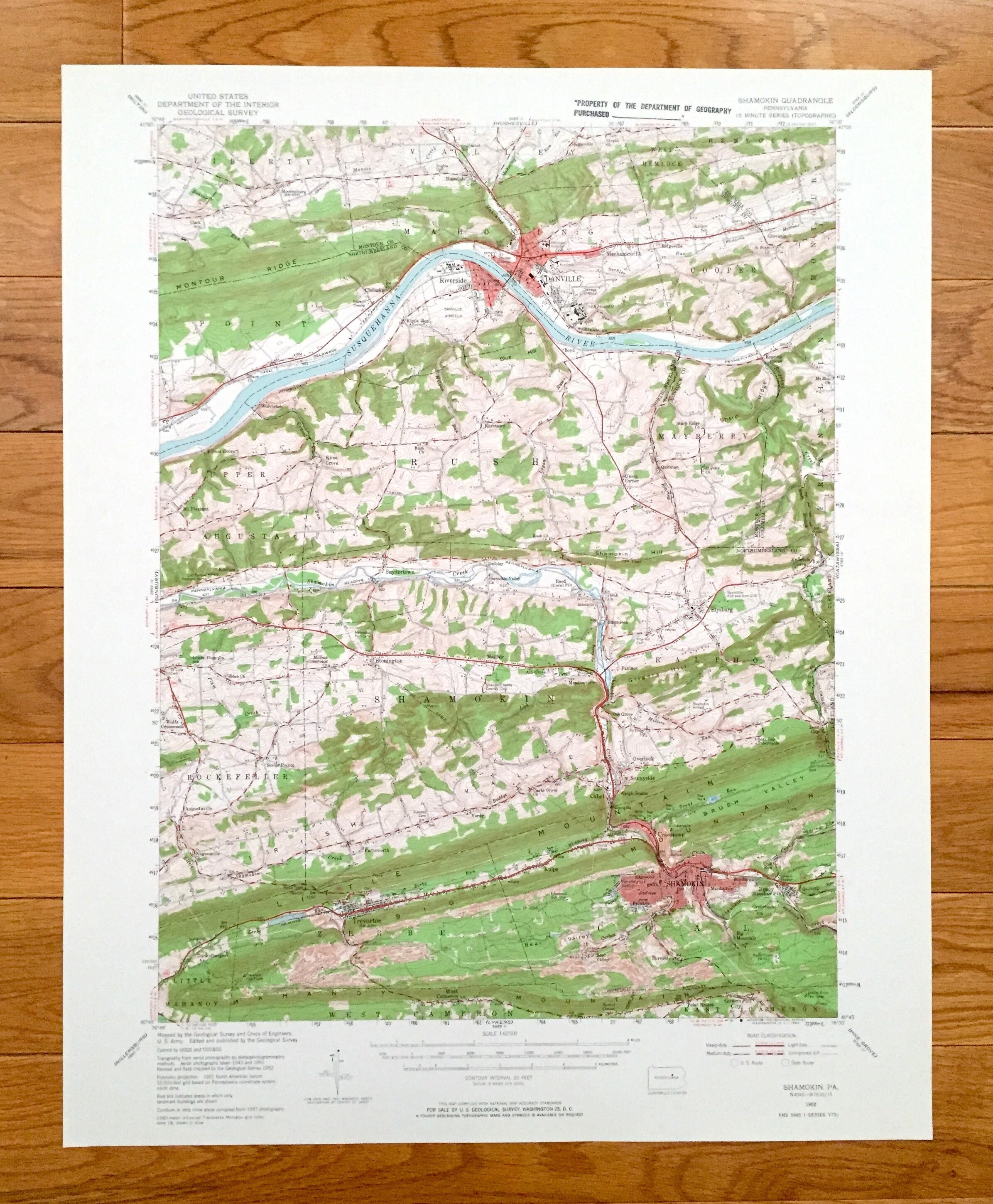 Antique Shamokin Pennsylvania 1952 US Geological Survey Etsy UK