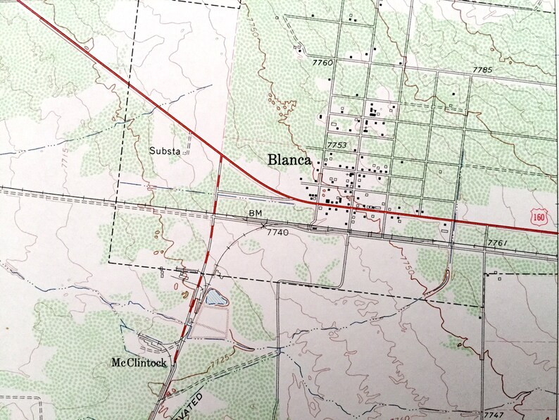 Antique Blanca Colorado 1965 US Geological Survey Topographic Etsy