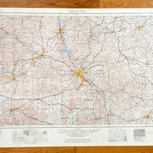 Antike Phoenix City, Alabama 1955 US Geologische Untersuchung Topographische Karte - Columbus, Georgia, Fort Benning, Lanett, Opelika, Auburn, Tuskegee