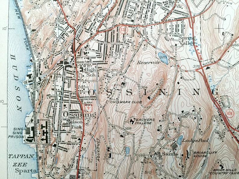 Antique Ossining New York 1943 US Geological Survey Etsy Italia