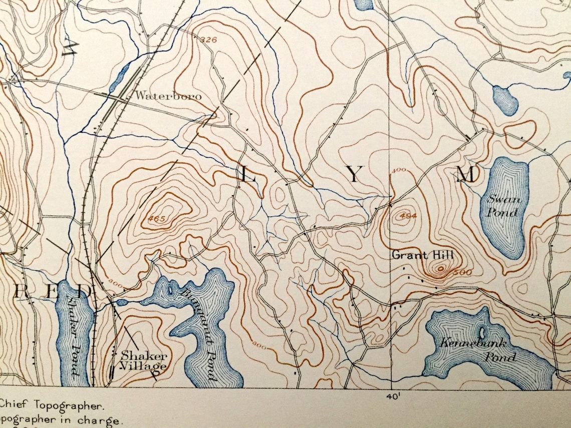 Antique Buxton Maine 1892 US Geological Survey Topographic Etsy Australia