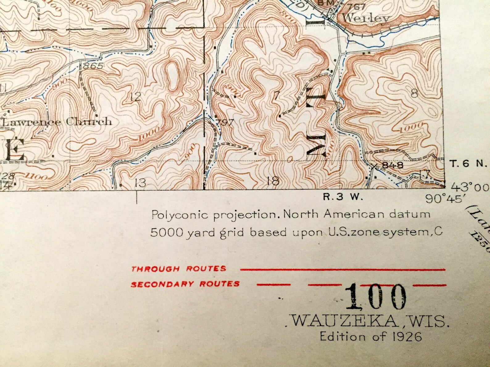 Antiguo Wauzeka Wisconsin 1926 US Geological Survey Mapa Etsy España