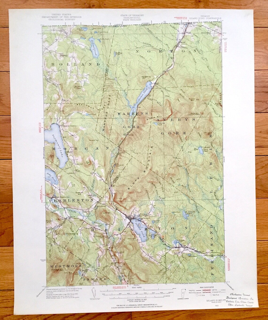 Antique Island Pond Vermont 1953 US Geological Survey Etsy