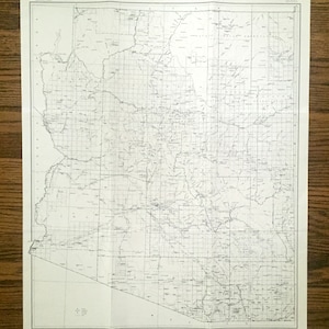 Antieke 1940 Arizona State Map van het Amerikaanse ministerie van Binnenlandse Zaken - Pheonix, Tucson, Mesa, Chandler, Grand Canyon, Scottsdale, AZ