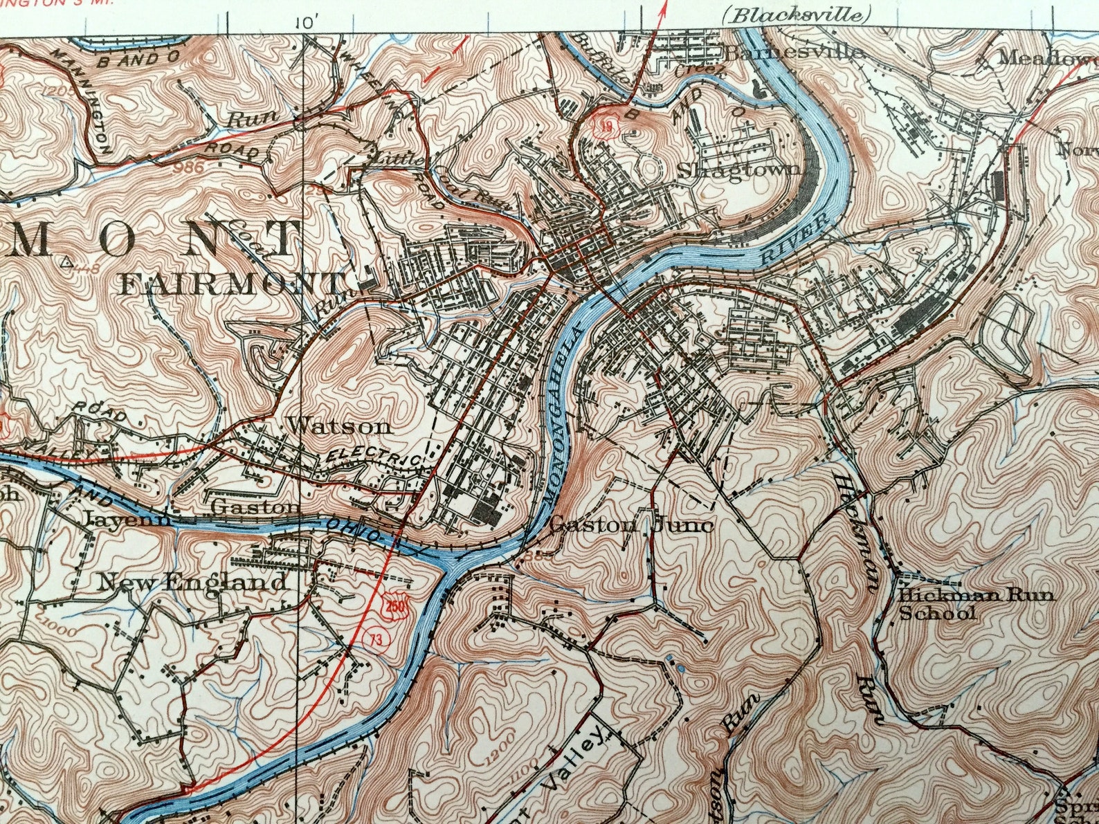 Antique Fairmont West Virginia 1923 US Geological Survey Etsy