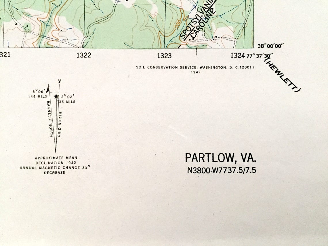 Antique Partlow Virginia 1942 US Army Topographic Map Etsy
