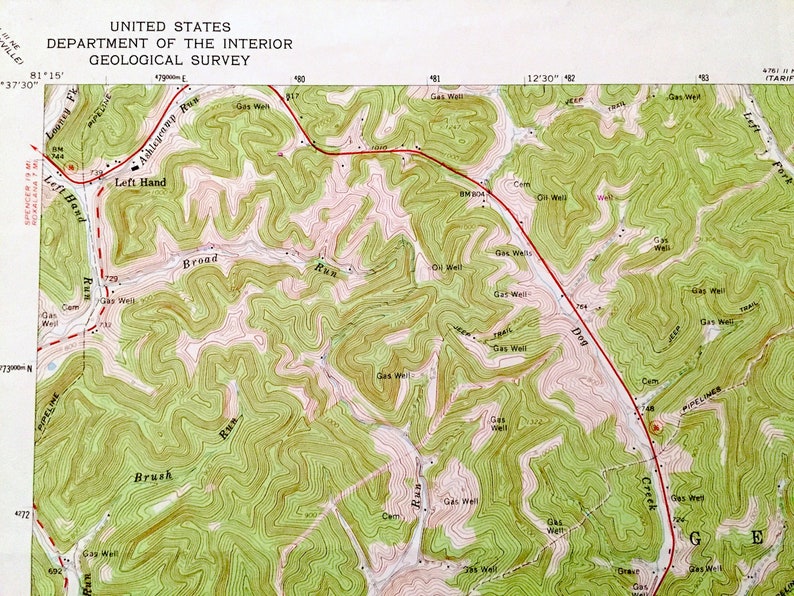 Antique Newton, West Virginia 1966 US Geological Survey Topographic Map Roane, Kanawha, Clay County, Henry, Ovapa, Pigeon, Wallback, WV image 3