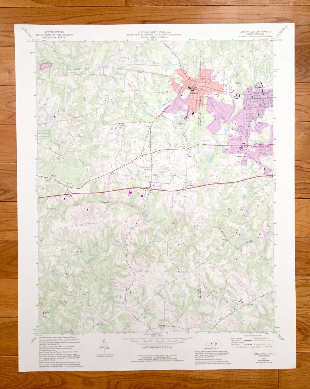 Antique Gibsonville, North Carolina 1970 US Geological Survey