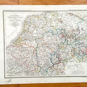 Antique 1832 Ancient Germany Carte from JG Heck's Atlas Géographique, Astronomique et Historique - Pays-Bas, Belgique, Amsterdam, Bruxelles