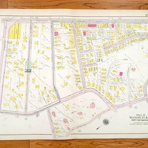 Antike 1906 Roxbury, Massachusetts Karte von GW Bromley Atlas – Boston, Suffolk County, Washington Square, Walnut Park, NCAA Museum, Hill