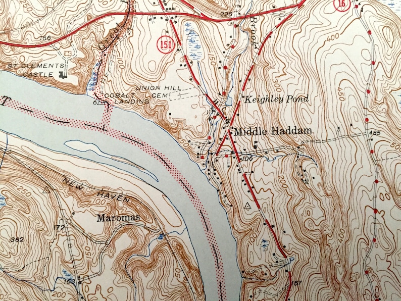 Antique Middle Haddam Connecticut 1945 US Geological Survey Etsy