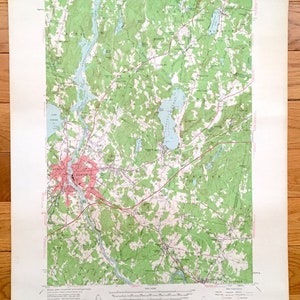 Antique Lewiston-Auburn, Maine 1956 US Geological Survey Topografische Kaart – Lisbon Falls, Webster, Greene, Wales, Androdscoggin County, ME