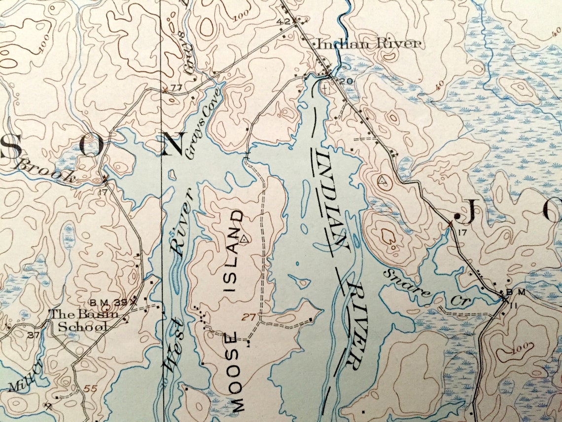 Antique Columbia Falls Maine 1921 US Geological Survey Etsy